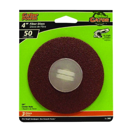 Gator Grit Gator 4 in. Aluminum Oxide Center Mount Fiber Disc 50 Grit Coarse 3 pk 3062